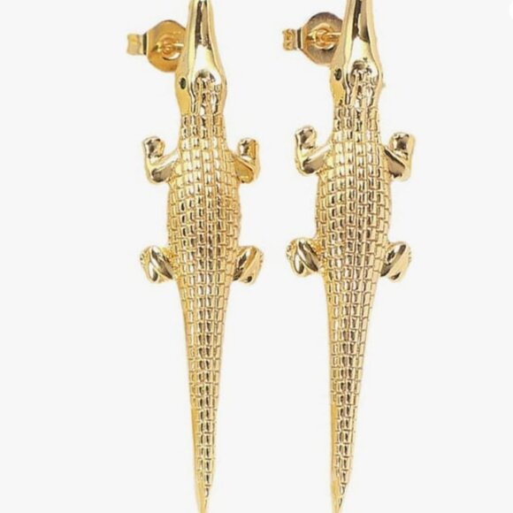Zara Gold Crocodile Earrings